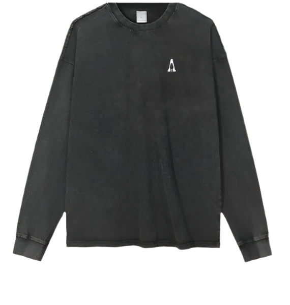 Washed Black Essential Heavy Long Sleeve - Apollo Originals